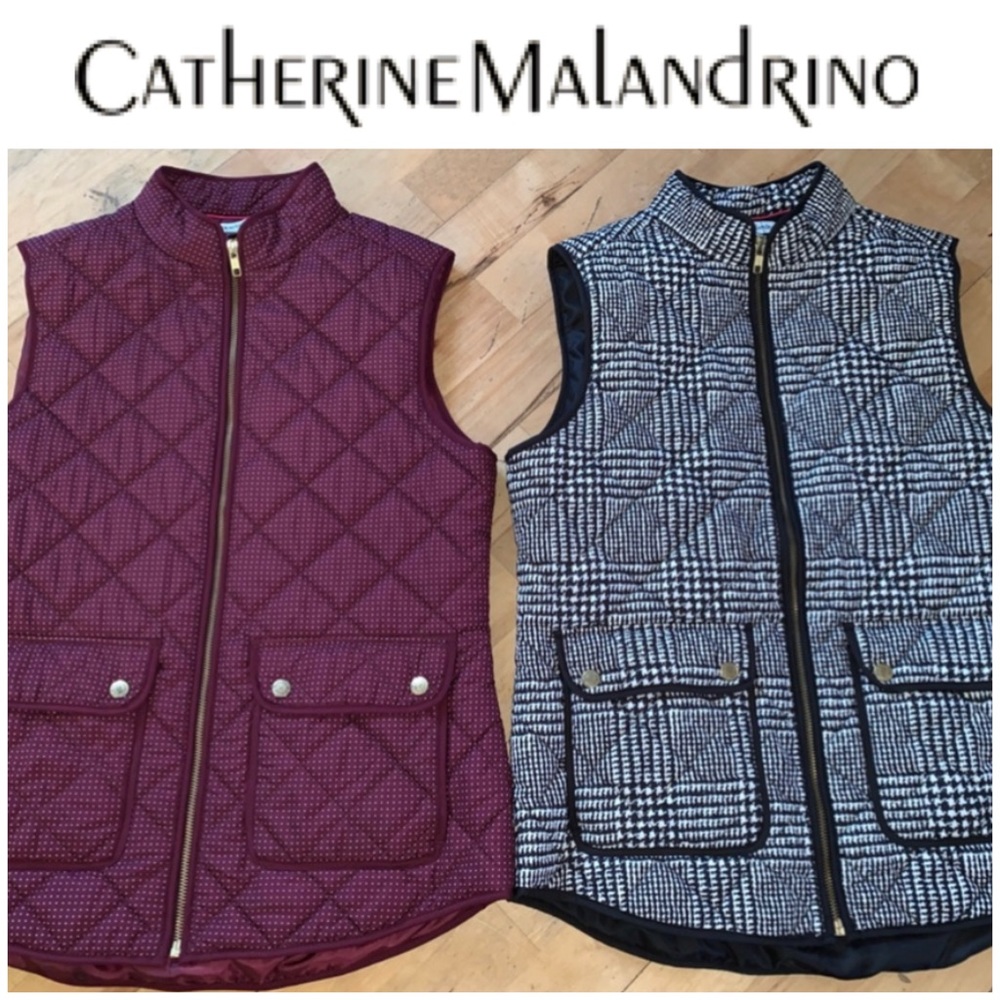 Catherine Malandrino vests, size Small, Burgundy, black & white, NWOT